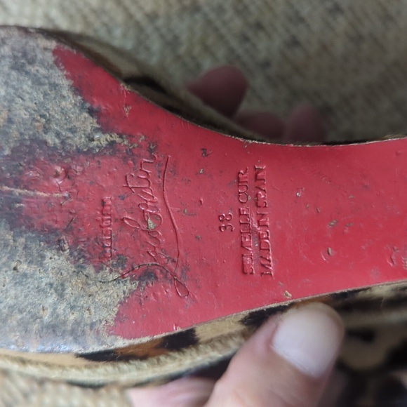 Christian Louboutin Wedge Sandals Pony Hair Leopard - Picture 5 of 8